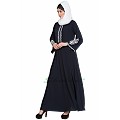 Umbrella cut abaya with embroidery- Navy Blue Umbrella cut abaya with embroidery- Navy Blue